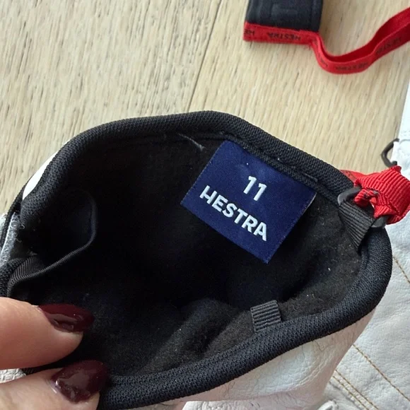 Hestra Black and White Gloves with Gold Accents - Picture 4 of 4